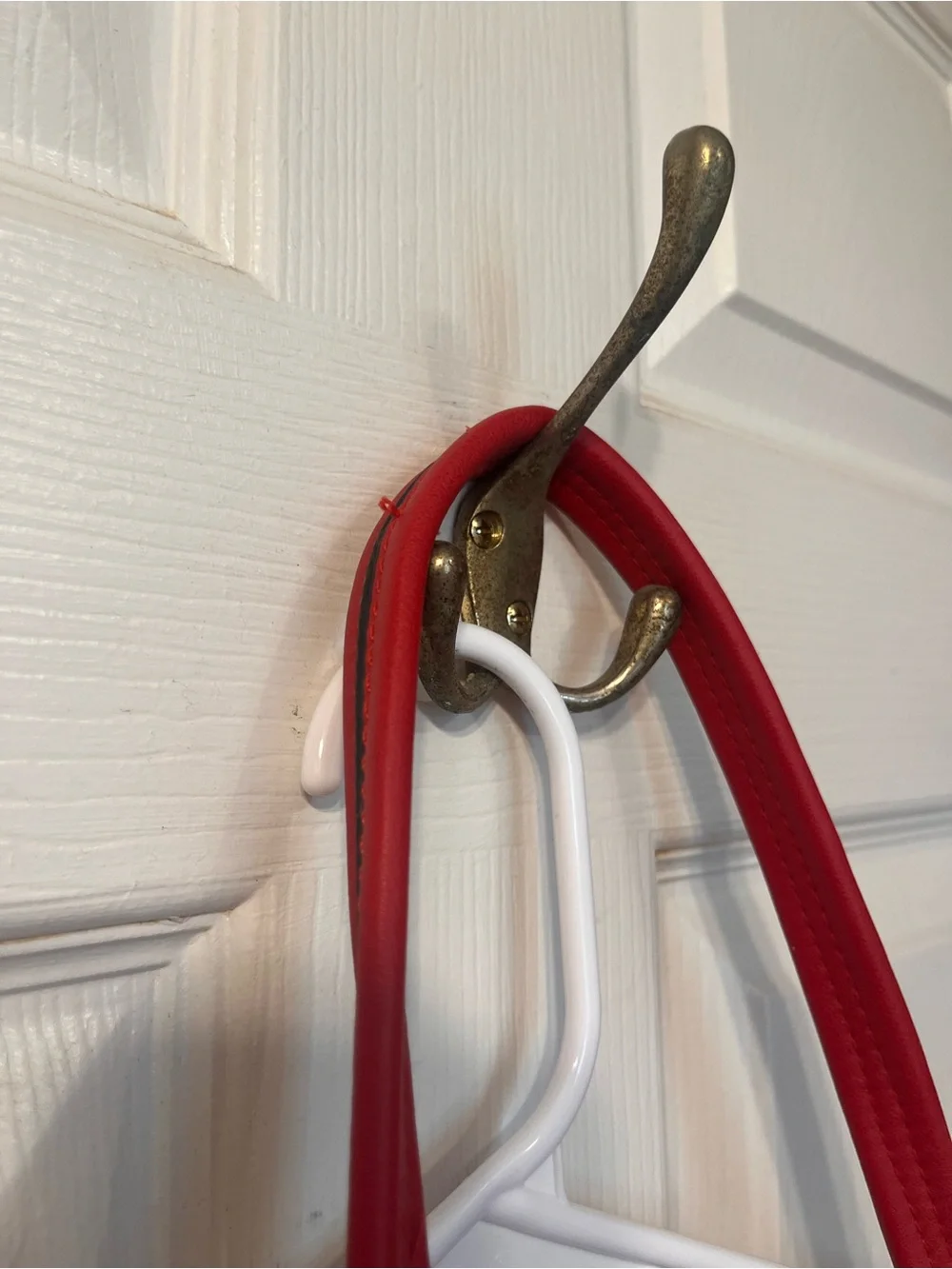 Red & Cream Striped Shoulder Bag with Top Handles